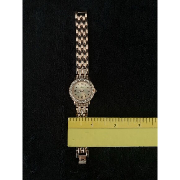 Watch Rose Gold Tone Rhinestone Bezel Kim Rogers Womens Ladies - NEW BATTERY - Picture 4 of 6